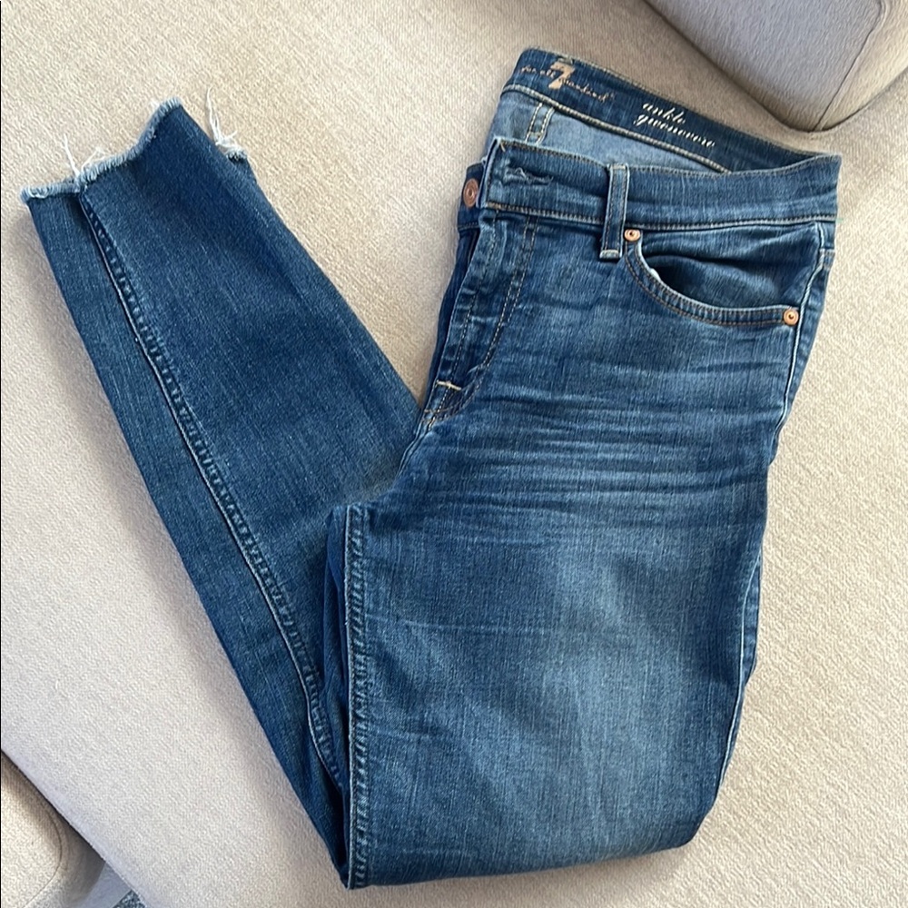 Blue Ankle Cropped Jeans